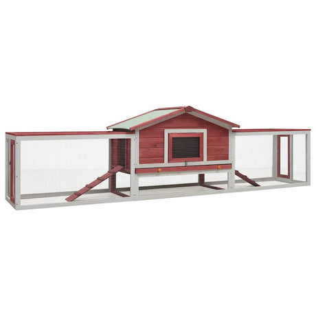 VIDAXL -Kaninchenhütte 310x70x87 cm Festkiefer und Pinewood -Rot