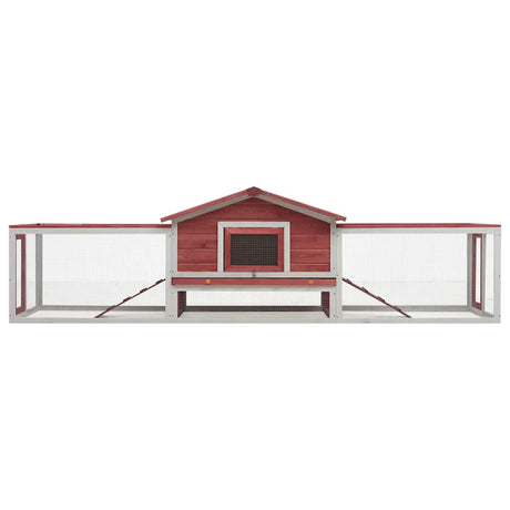 VIDAXL -Kaninchenhütte 310x70x87 cm Festkiefer und Pinewood -Rot