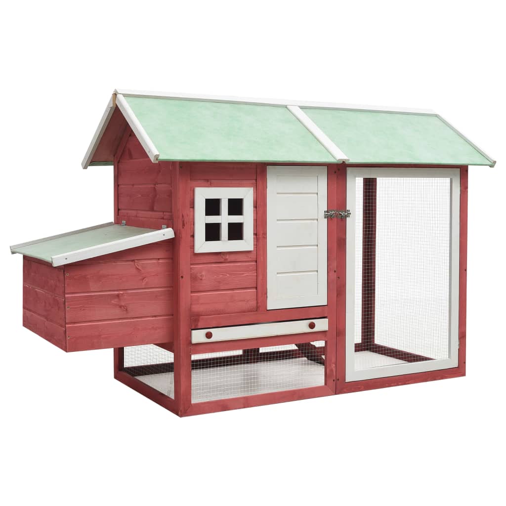 Vidaxl Chicken Coop 170x81x110 cm Solid Pine Pine Red Red