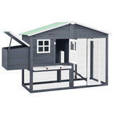 Vidaxl Chicken Coop med Nest Box Solid Pine Gray and White