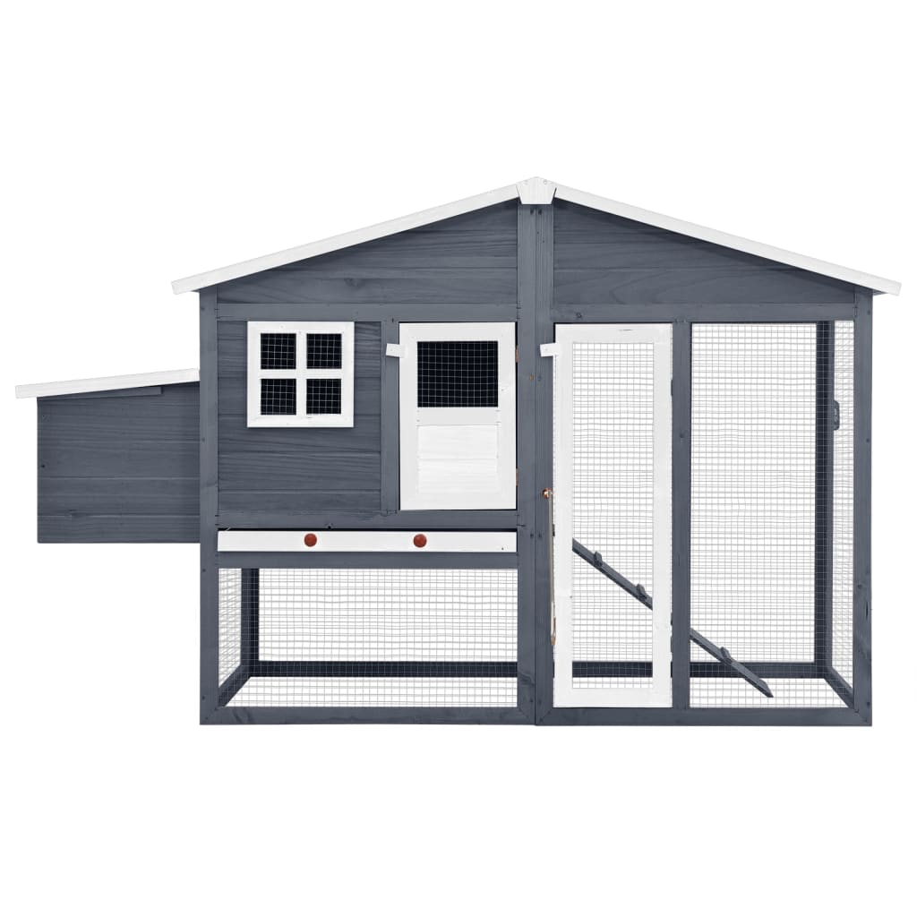 Vidaxl Chicken Coop med Nest Box Solid Pine Gray and White