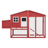 Vidaxl Chicken coop with nest box Solid pine red and white