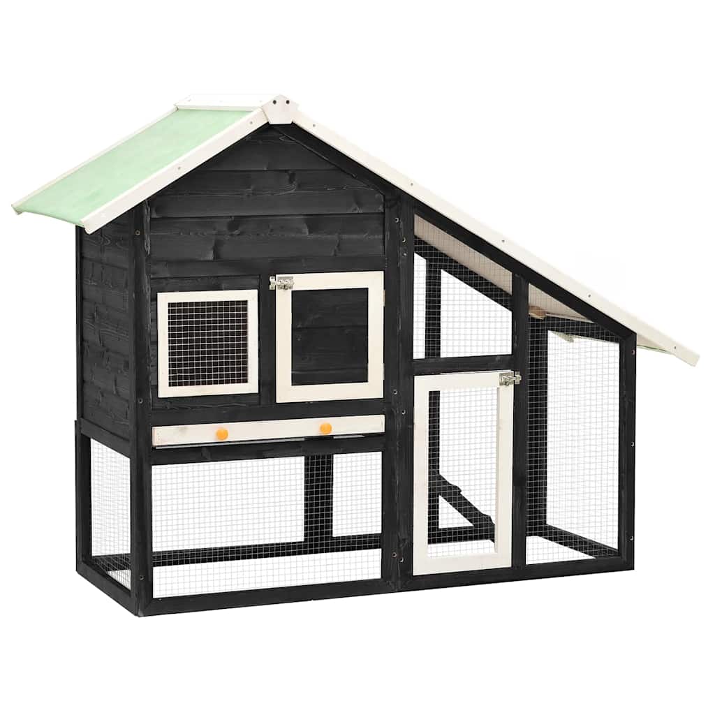 VIDAXL -Kaninchenhütte 140x63x120 cm Festkieferngrau und Weiß