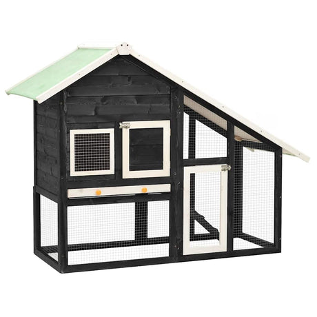 VIDAXL -Kaninchenhütte 140x63x120 cm Festkieferngrau und Weiß