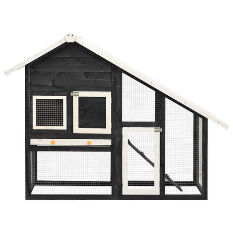 VIDAXL -Kaninchenhütte 140x63x120 cm Festkieferngrau und Weiß