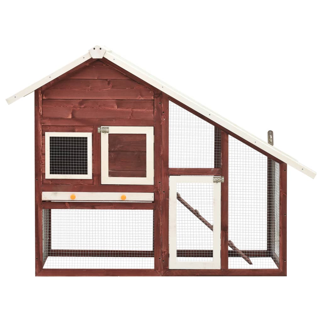 Vidaxl Rabbit Hutch 140x63x120 cm Trdna Vurenhout Mokka in White