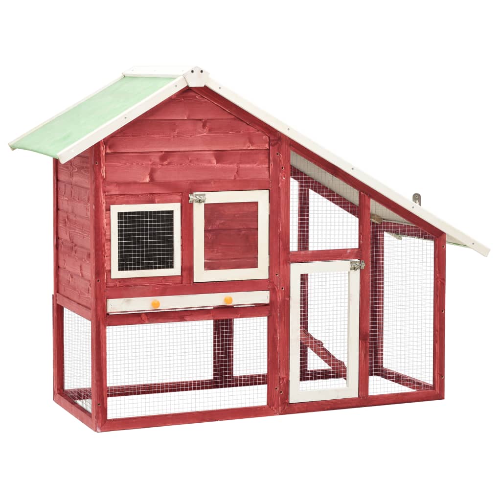 Vidaxl Rabbit Hutch 140x63x120 cm trden borov rdeč in bela