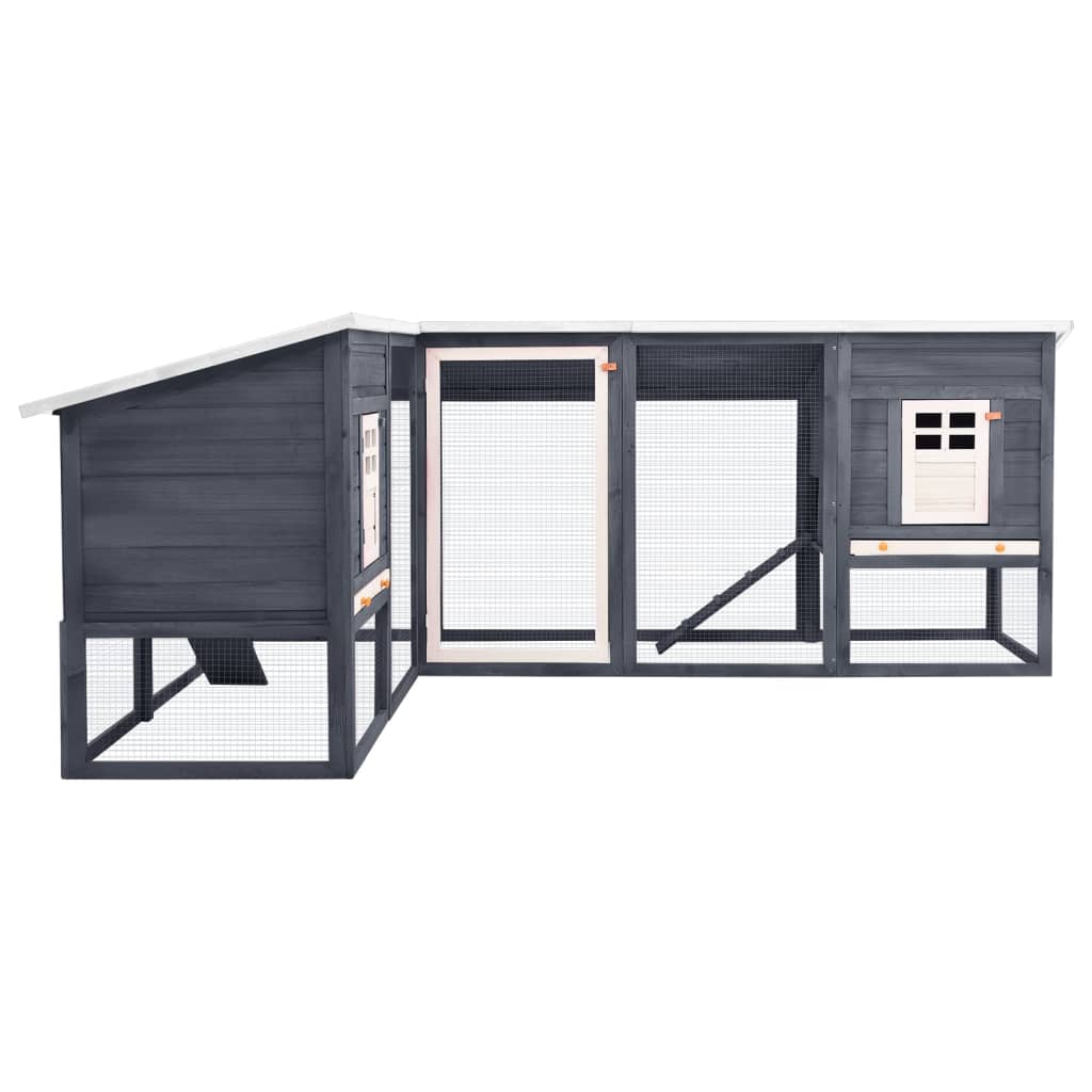 Vidaxl Rabbit Hutch para afuera con Ren Solid Vurenhout Grey and White