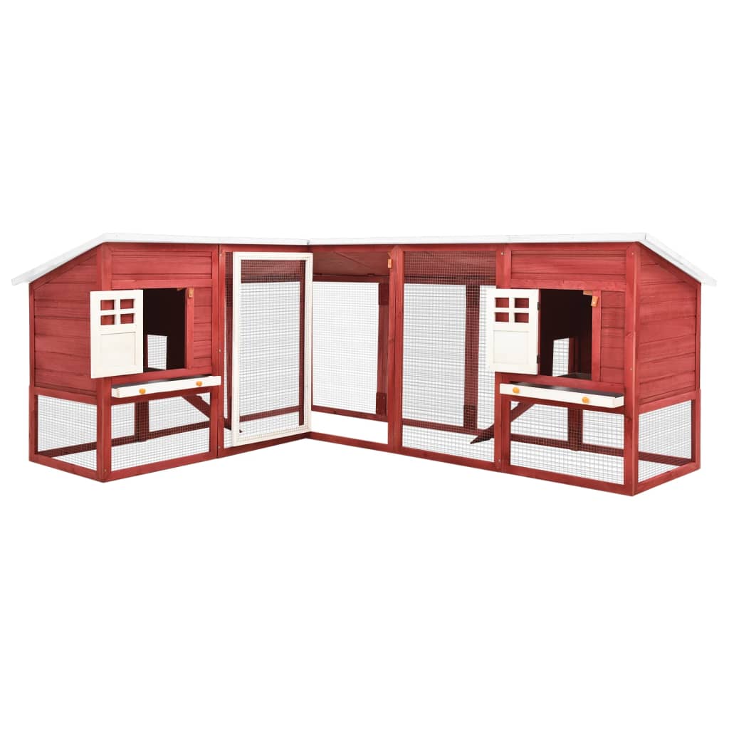 Vidaxl Rabbit Hutch para el exterior con Ren Solid Vurenhout Rojo y Blanco