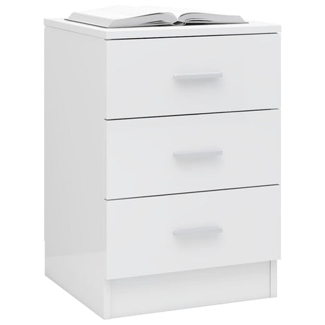 Vidaxl nachtkastje 38x35x56 cm bewerkt hout hoogglans wit