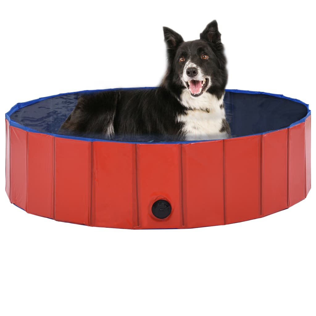 Vidaxl Dog Swimming Polsina pieghevole 120x30 cm PVC rosso