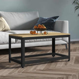 Vidaxl salontafel 90x45x45 cm mdf en ijzer lichtbruin en zwart