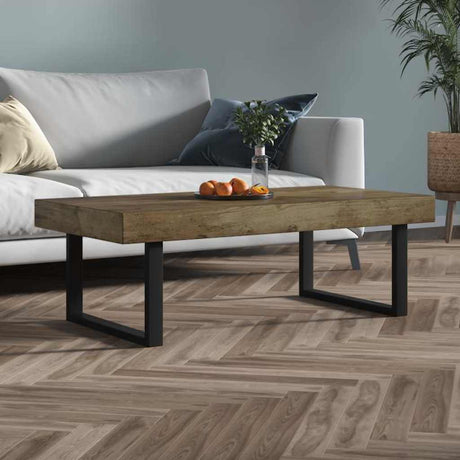 Vidaxl salontafel 120x60x40 cm mdf en ijzer donkerbruin en zwart