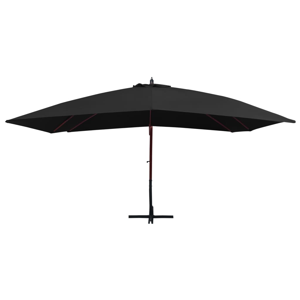 Vidaxl zweefparasol met houten paal 400x300 cm zwart