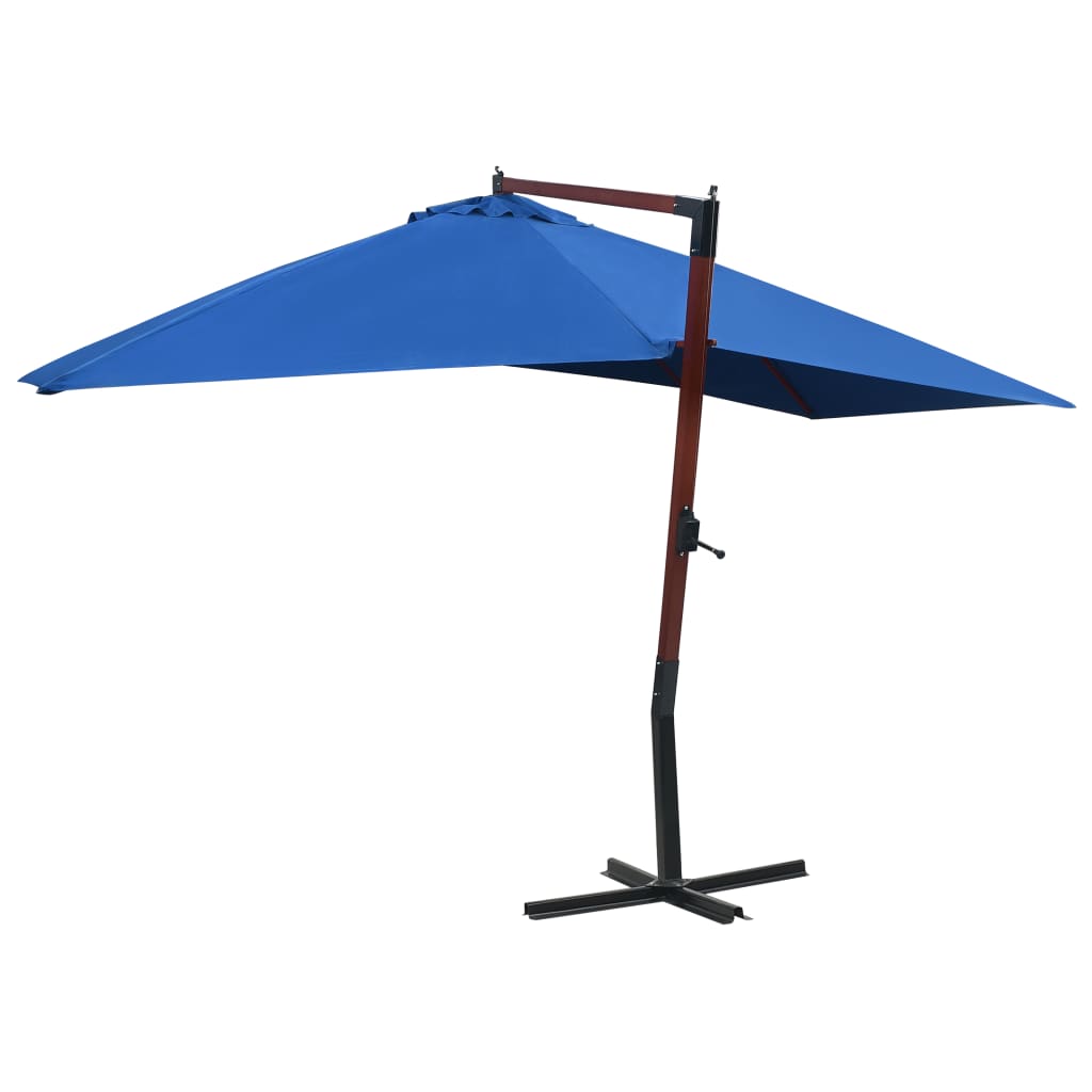 Parasol flotante Vidaxl con poste de madera 400x300 cm azul