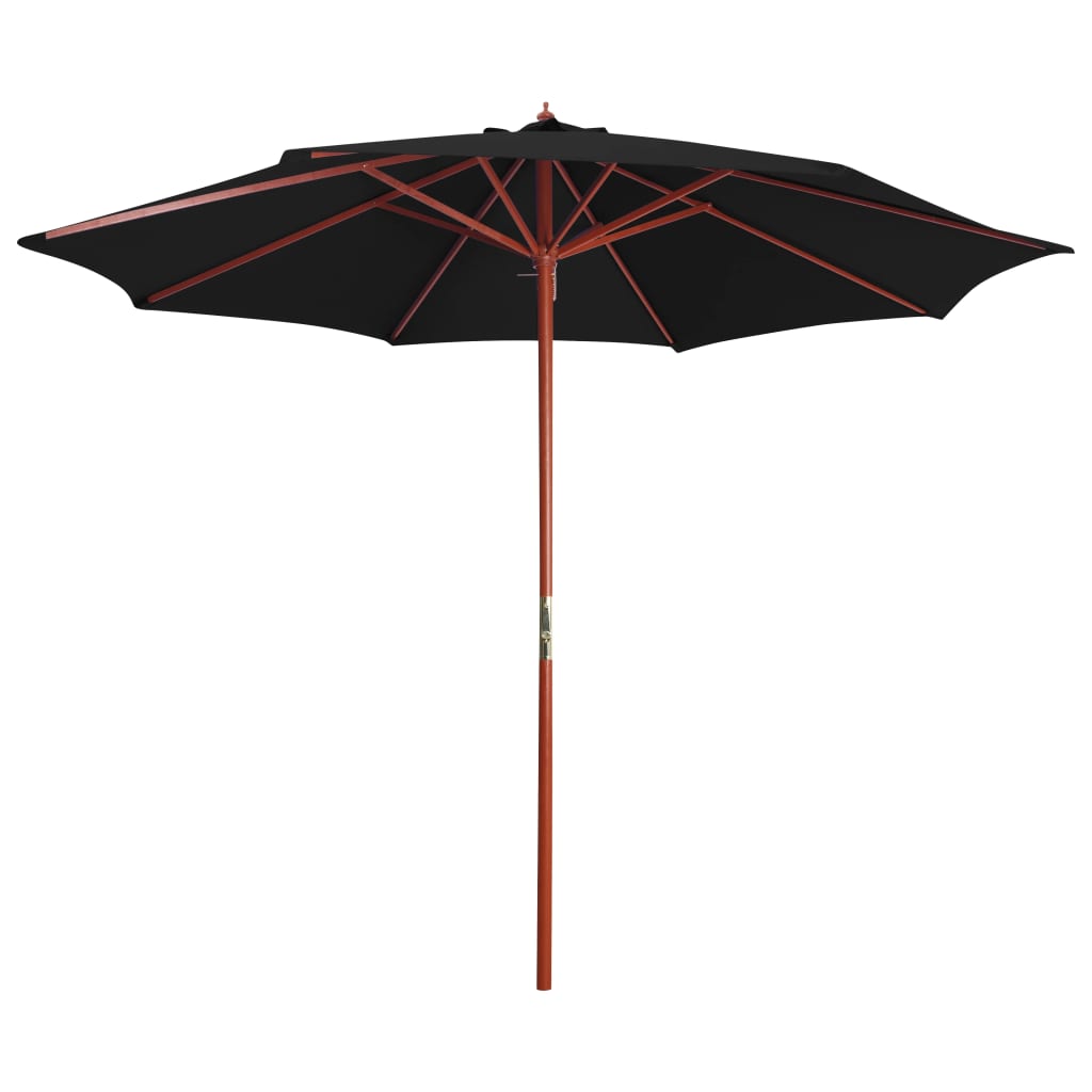 Vidaxl Parasol with wooden pole 300x258 cm black