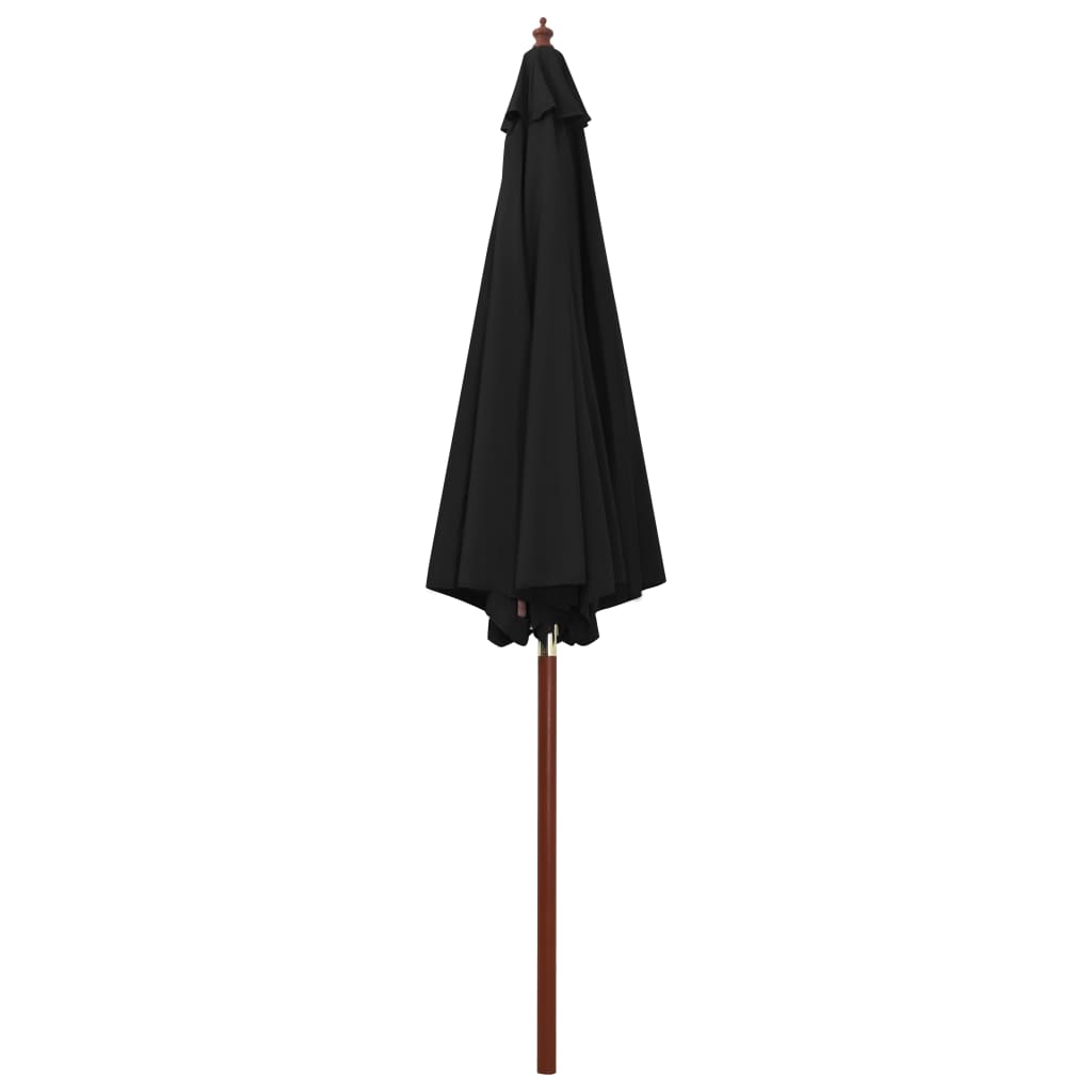 Vidaxl parasol s dřevěným pólem 300x258 cm černá