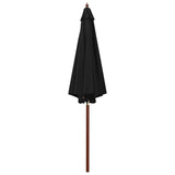 Vidaxl parasol s dřevěným pólem 300x258 cm černá