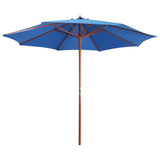 Vidaxl parasol s dřevěným pólem 300x258 cm modrá