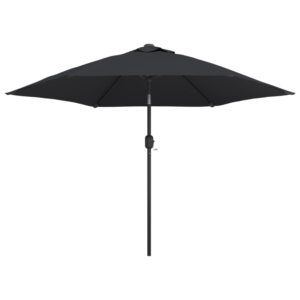 Parasol vidaxl avec éclairage LED et poteau en acier 300 cm noir