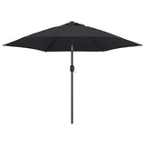 Vidaxl -parasol med LED -belysning och stålstång 300 cm svart