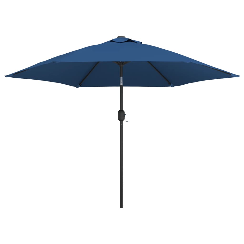 Vidaxl Parasol with LED lighting and steel pole 300 cm azure blue