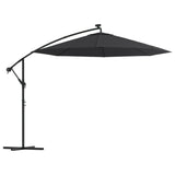 Vidaxl flydende parasol med LED og stålstang 300 cm sort