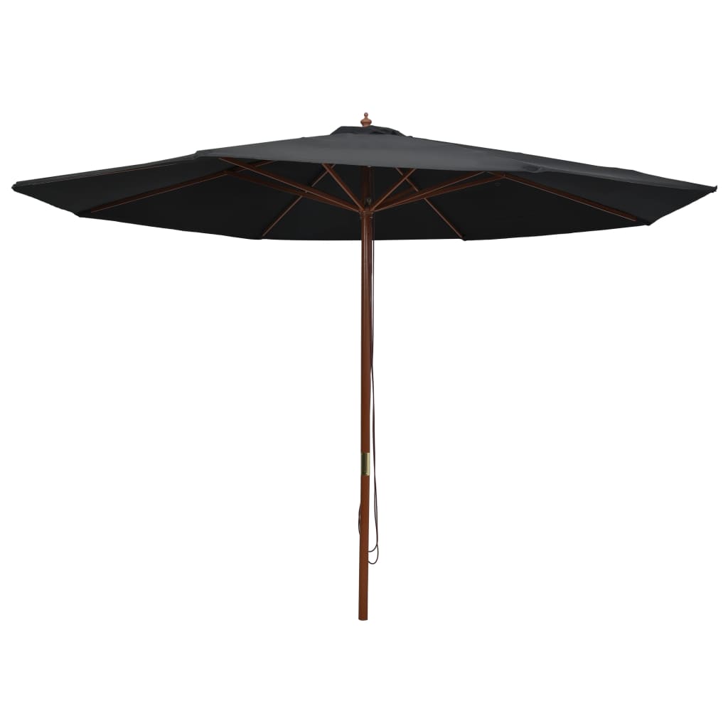 Vidaxl -parasol med trepol 350 cm svart