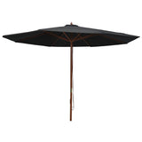 Vidaxl Parasol s dřevěným pólem 350 cm černá