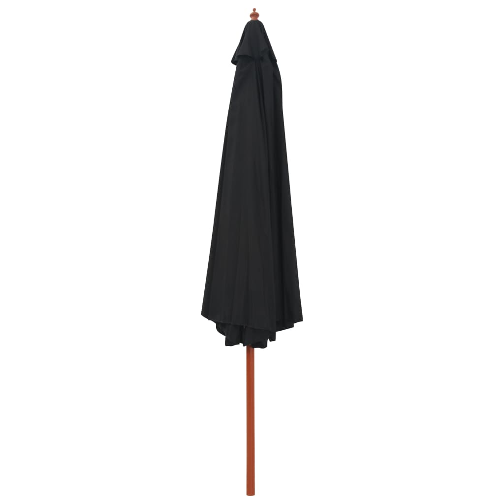 Vidaxl -parasol med trästol 350 cm svart