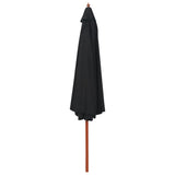 Parasol vidaxl avec poteau en bois 350 cm noir