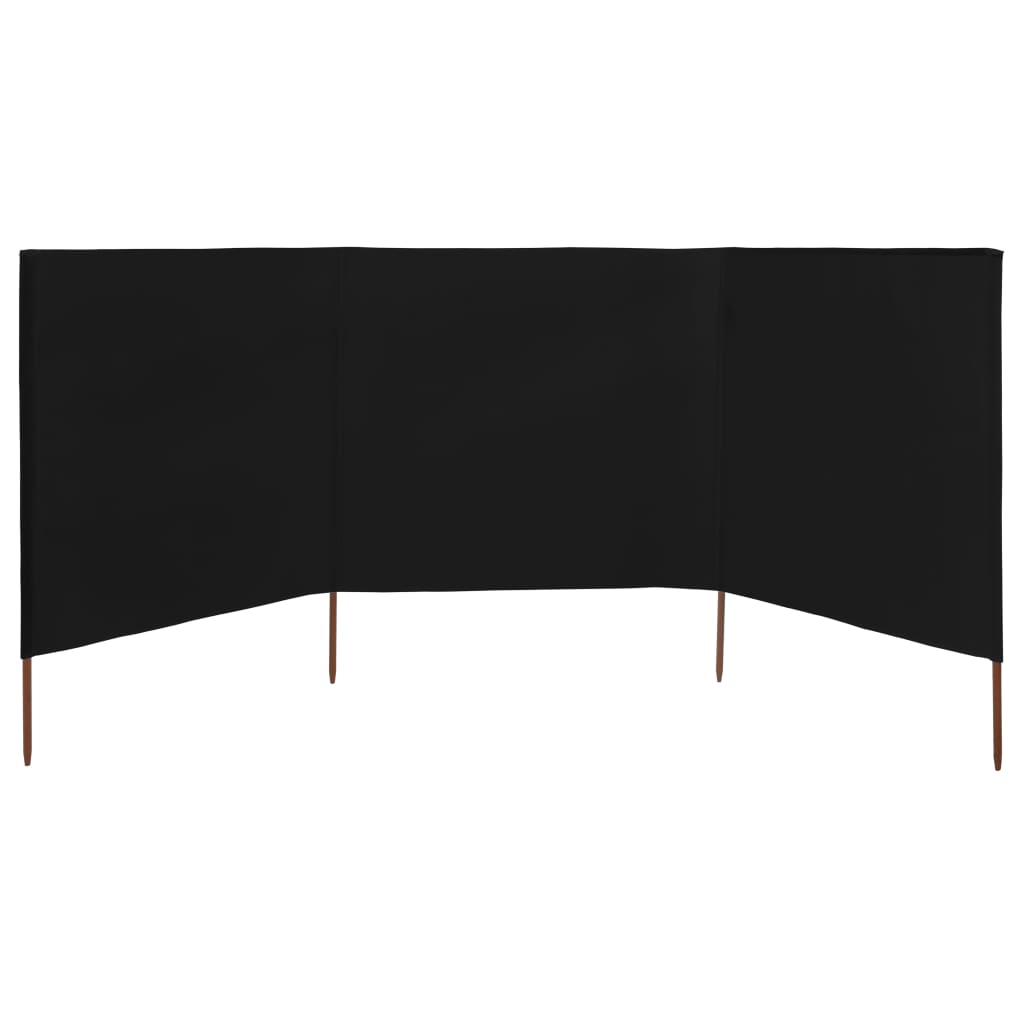 VidaXL Windshield 3 panels 400x120 cm Fabric Black