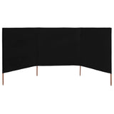 VidaXL Windshield 3 panels 400x120 cm Fabric Black