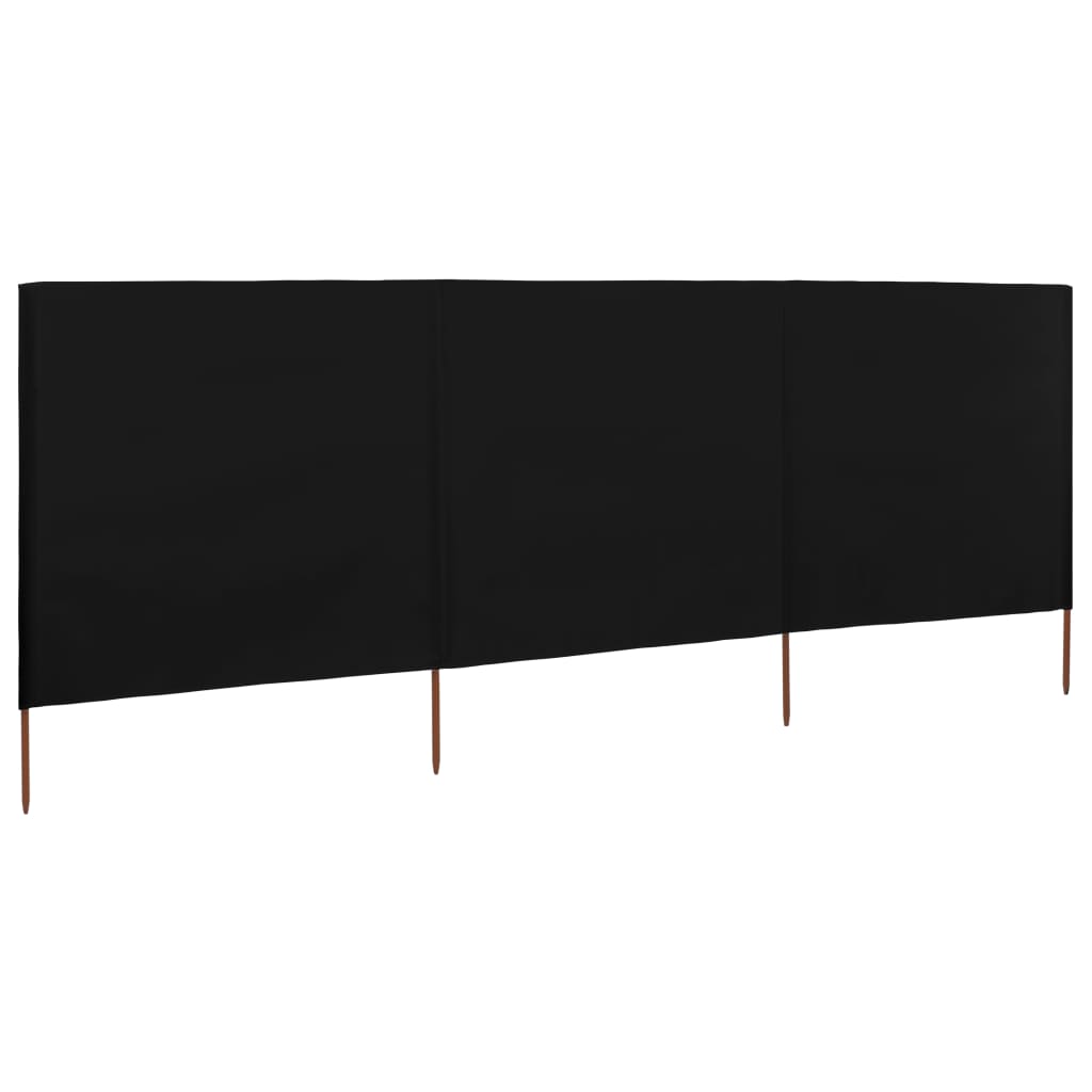 VidaXL Windshield 3 panels 400x160 cm Fabric Black