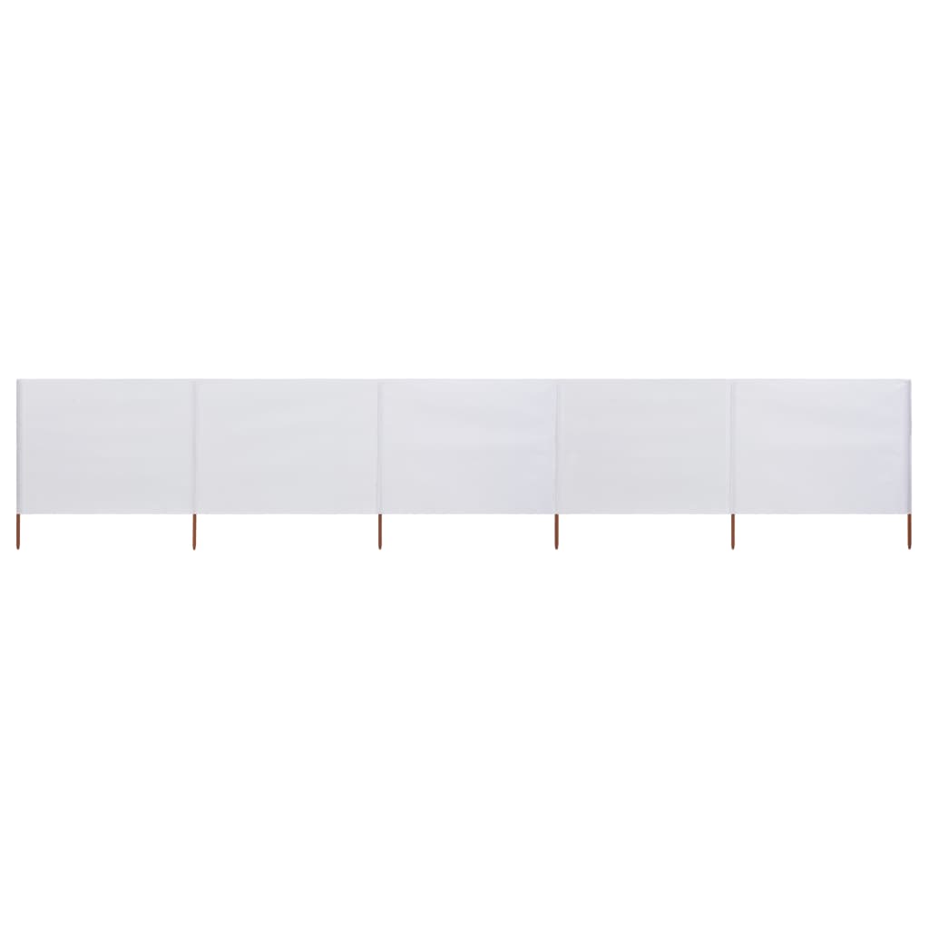 Pare-brise Vidaxl 5 panneaux 600x80 cm Sable de tissu blanc