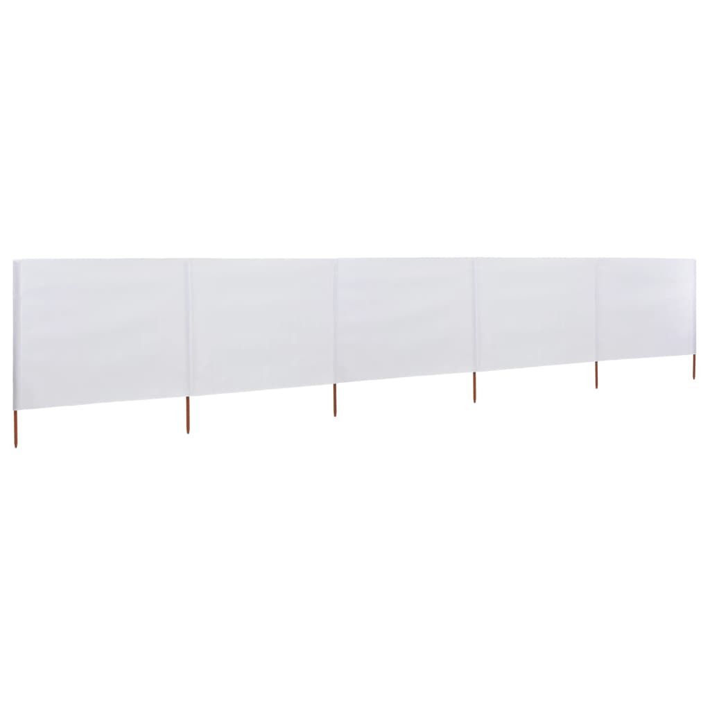 Pare-brise Vidaxl 5 panneaux 600x80 cm Sable de tissu blanc