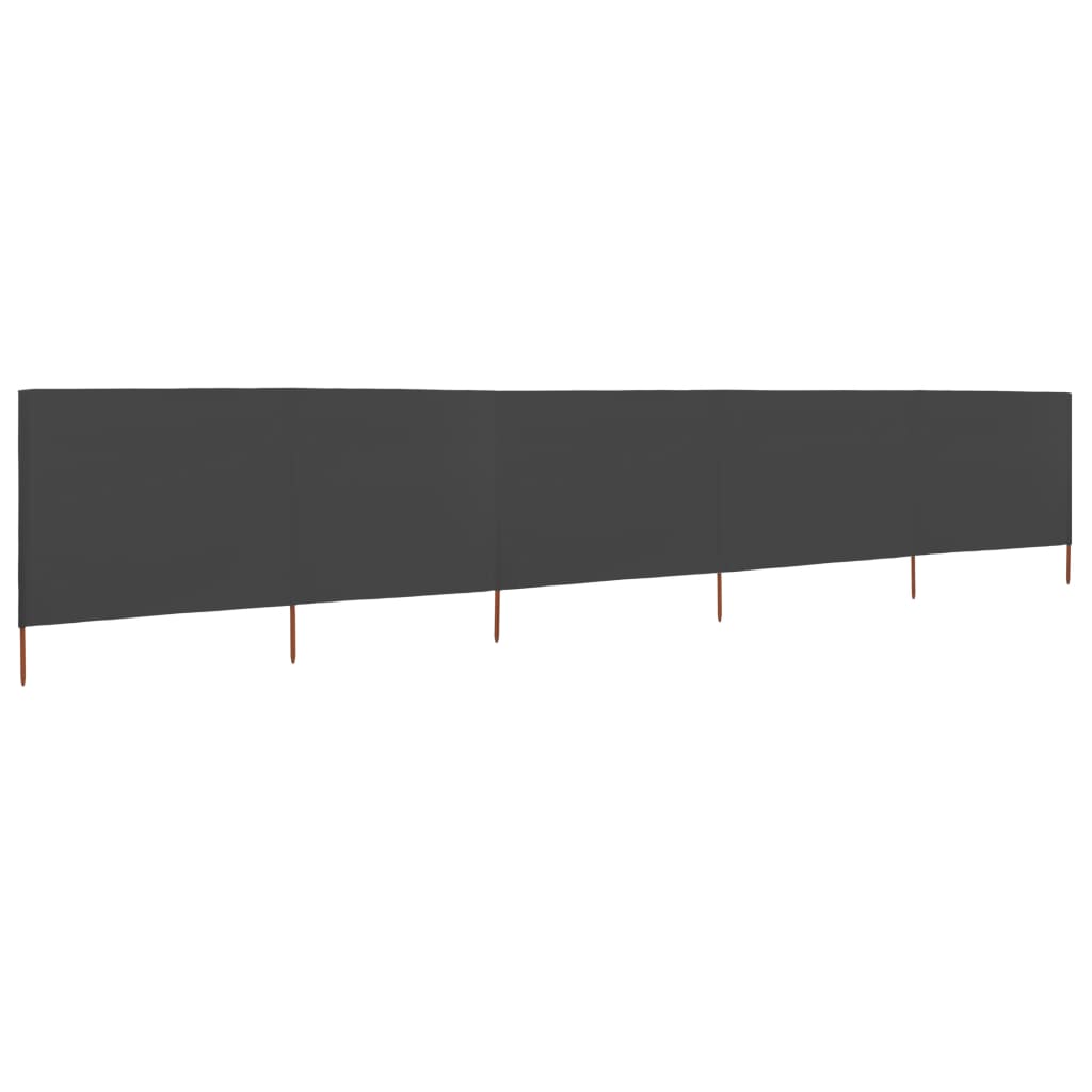 Pare-brise Vidaxl 5 panneaux 600x80 cm Tissu anthracite