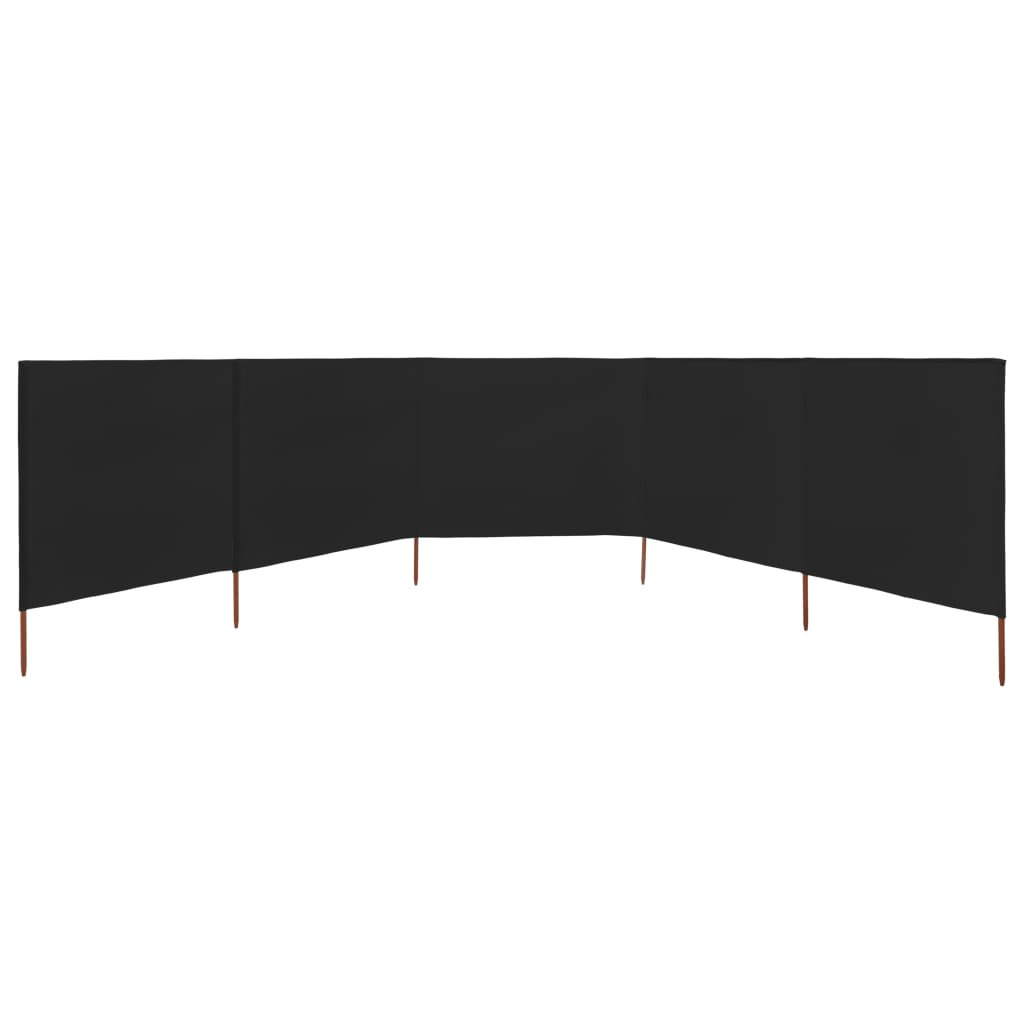 Pare-brise Vidaxl 5 panneaux 600x120 cm tissu noir