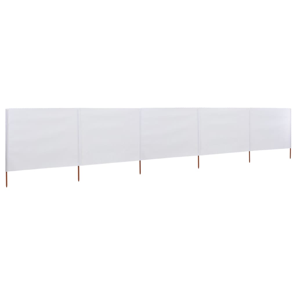 Pare-brise Vidaxl 5 panneaux 600x160 cm Sable de tissu blanc