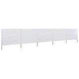 Pare-brise Vidaxl 5 panneaux 600x160 cm Sable de tissu blanc