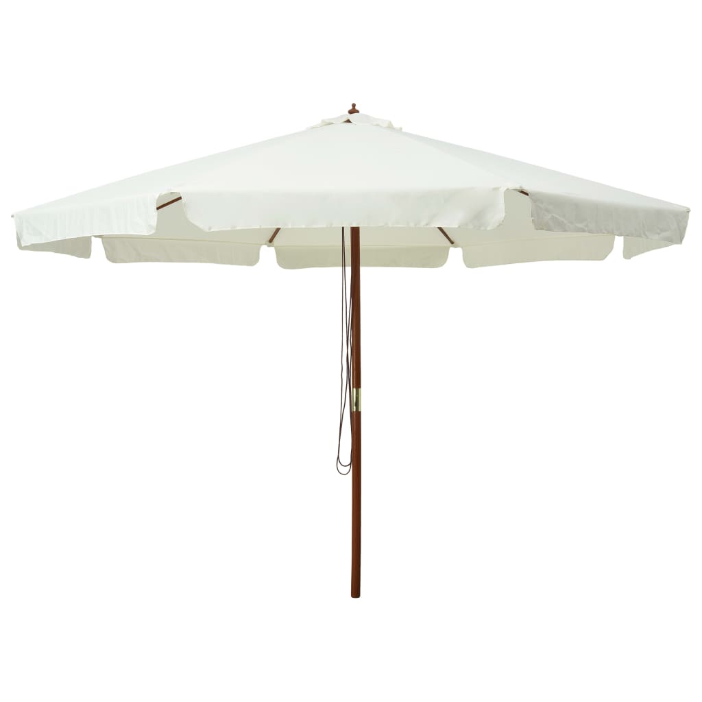 Vidaxl Parasol z drewnianym słupem 330 cm Sandy White