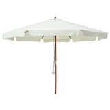 Parasol vidaxl avec poteau en bois 330 cm sableux blanc