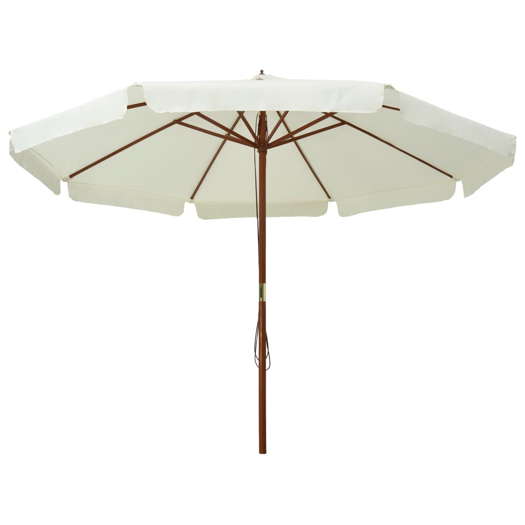 Parasol vidaxl avec poteau en bois 330 cm sableux blanc