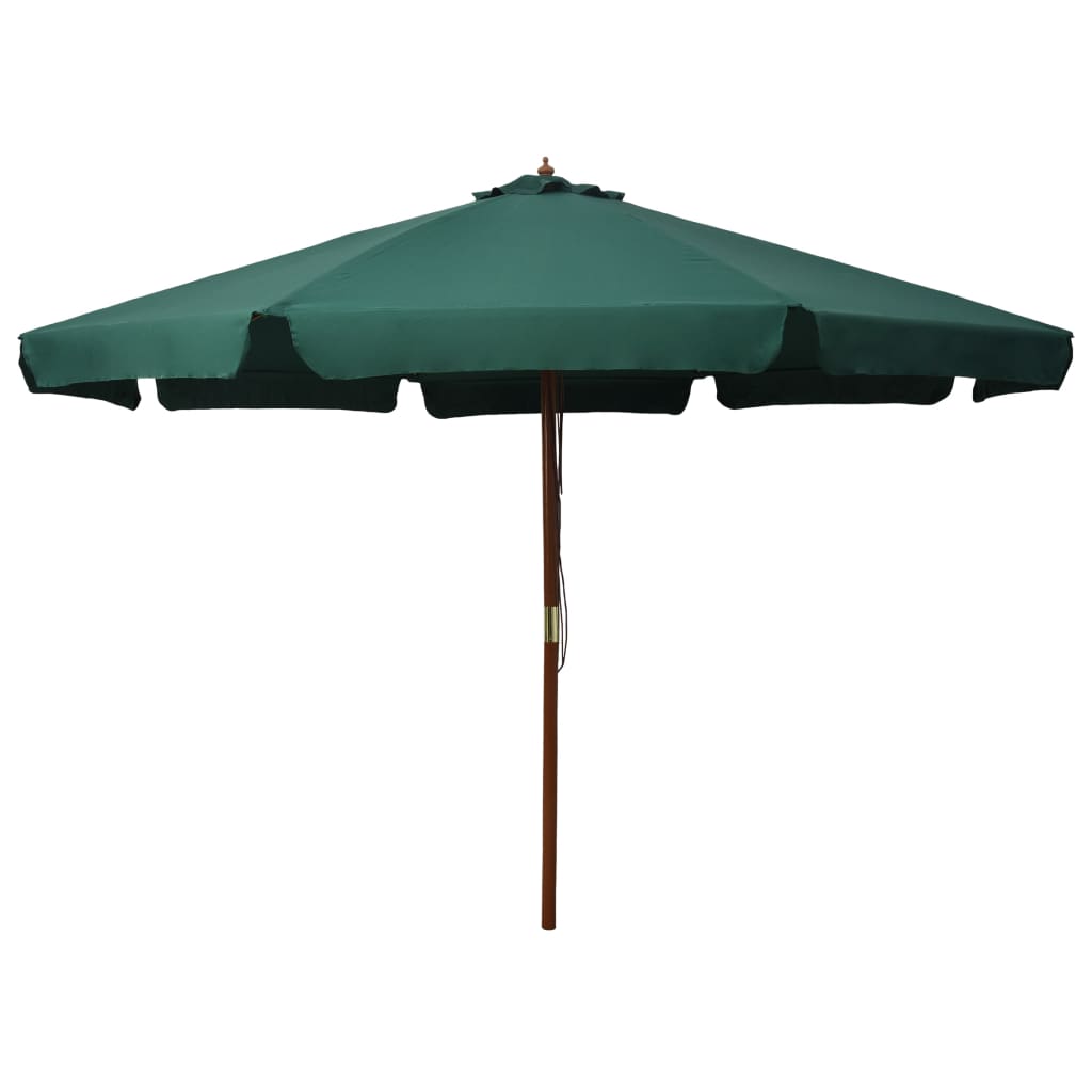 Vidaxl Parasol con poste de madera de 330 cm verde