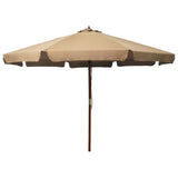 Vidaxl -parasol med trepol 330 cm taupe