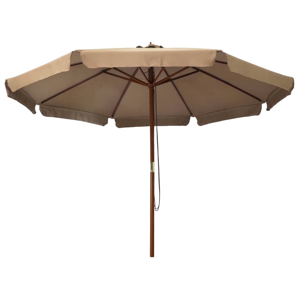 Vidaxl Parasol med trästol 330 cm taupe