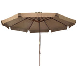 Vidaxl parasol avec poteau en bois 330 cm taupe