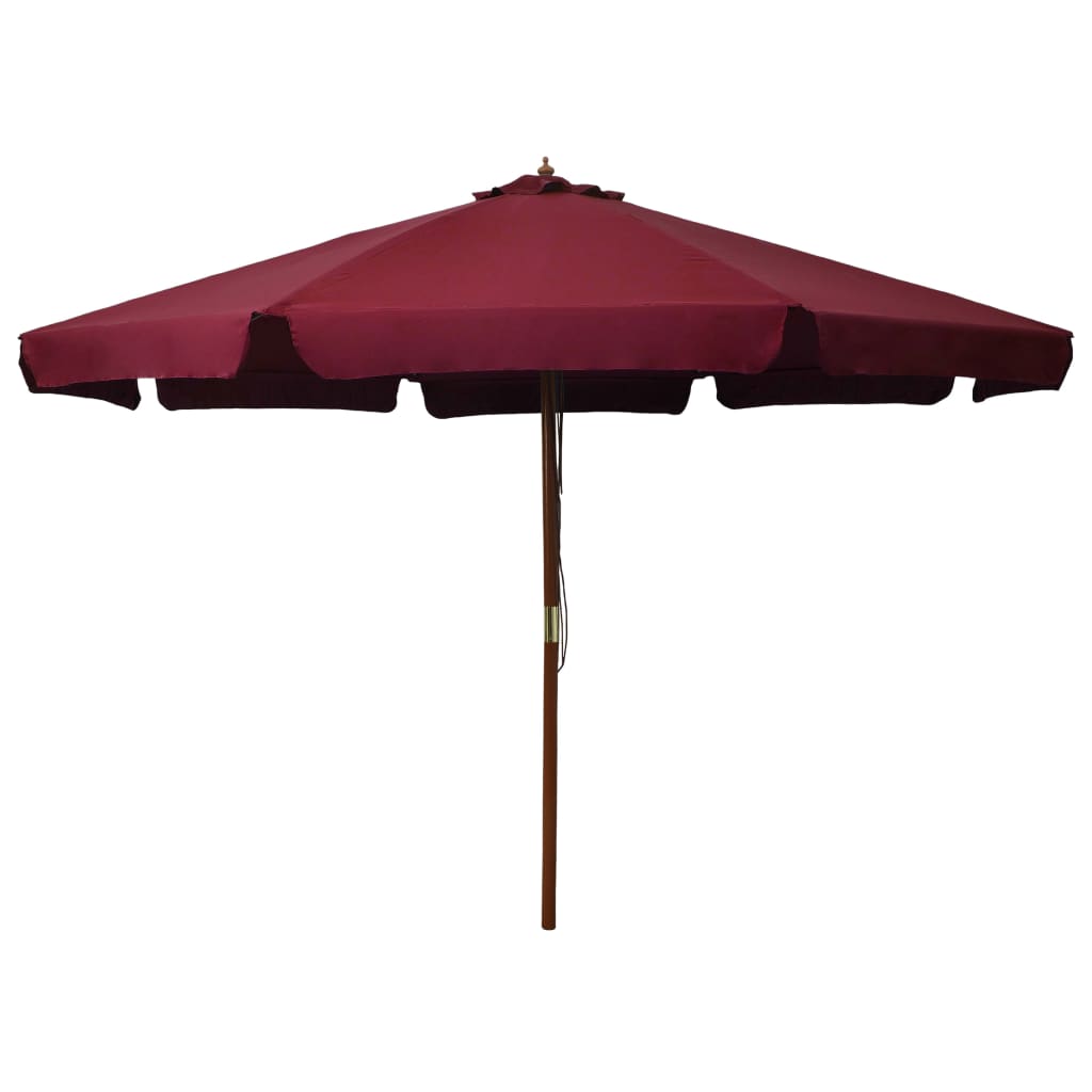 Vidaxl -Parasol mit Holzstange 330 cm Bordeaux Rot