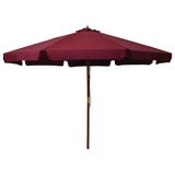 Vidaxl parasol s dřevěným pólem 330 cm Bordeaux Red