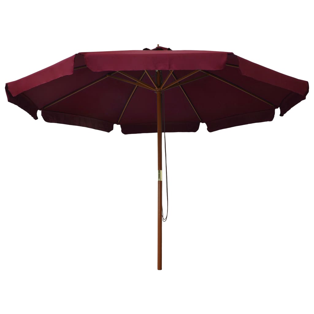 Vidaxl -Parasol mit Holzstange 330 cm Bordeaux Rot